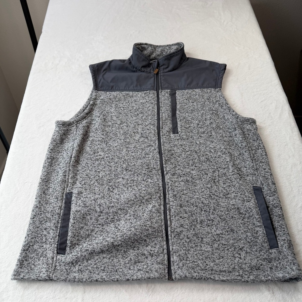 George Sweater Fleece Vest Mens 2XL Grey Good Full Zip GM31Y018HB